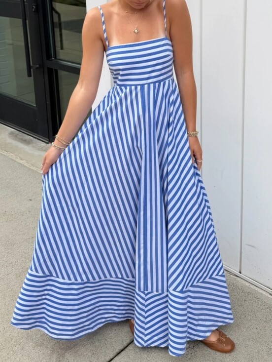 Japna Dresses & Skirts - 💙100% COTTON MAXI/MIDI DRESS WHITE/BLUE STRIPED, DRESS, BY JAPANA